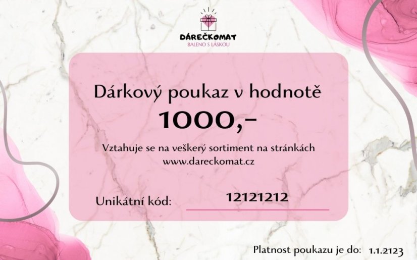 Dárkový poukaz v hodnotě 1000,-