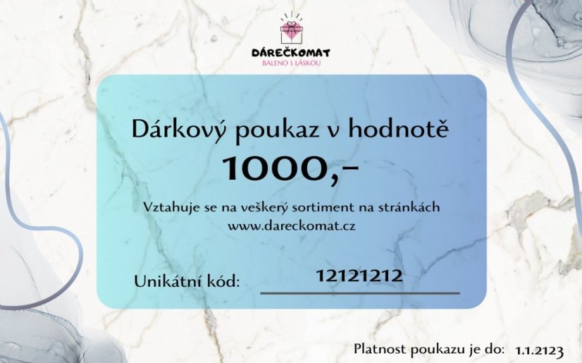 Dárkový poukaz v hodnotě 1000,-