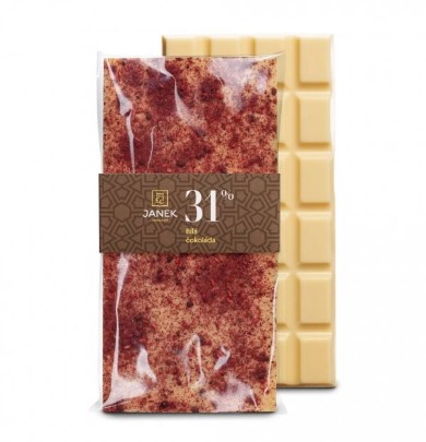 JANEK Bílá čokoláda s drcenými lyofilizovanými malinami a ostružinami 85g