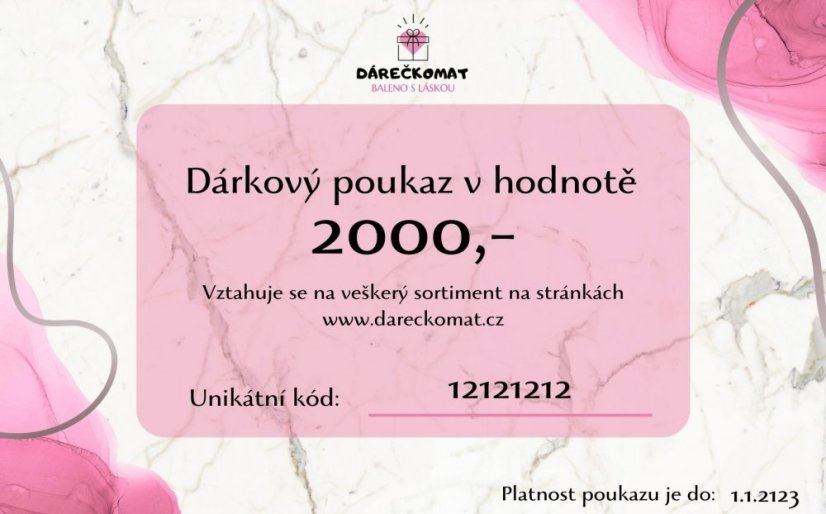 Dárkový poukaz v hodnotě 2000,-