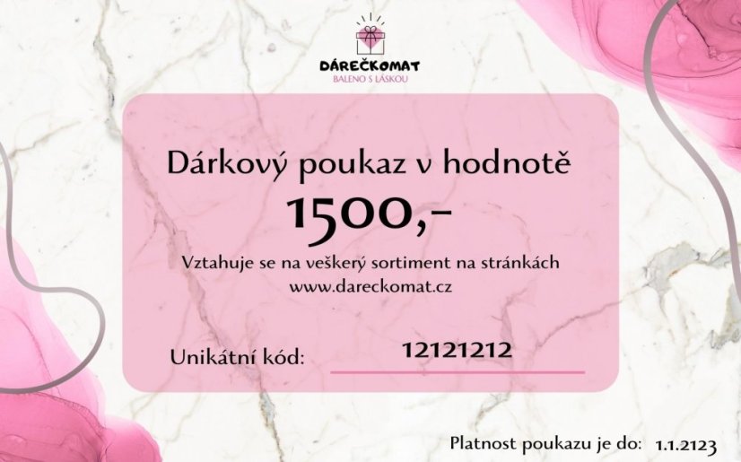 Dárkový poukaz v hodnotě 1500,-