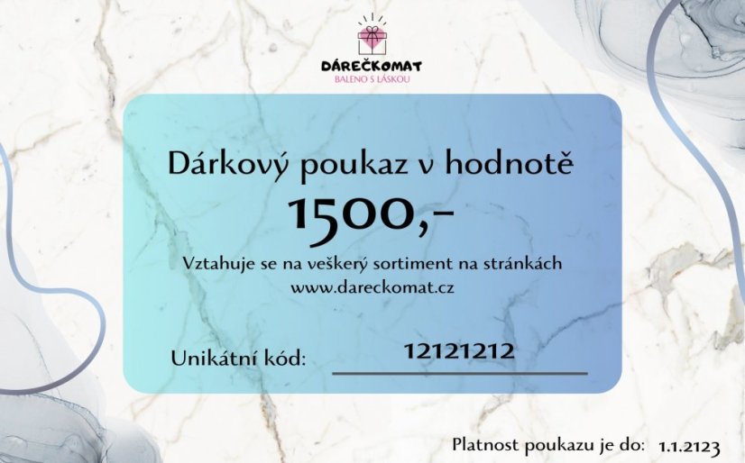 Dárkový poukaz v hodnotě 1500,-